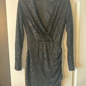 Windsor Black Sequin Long Sleeve Dress